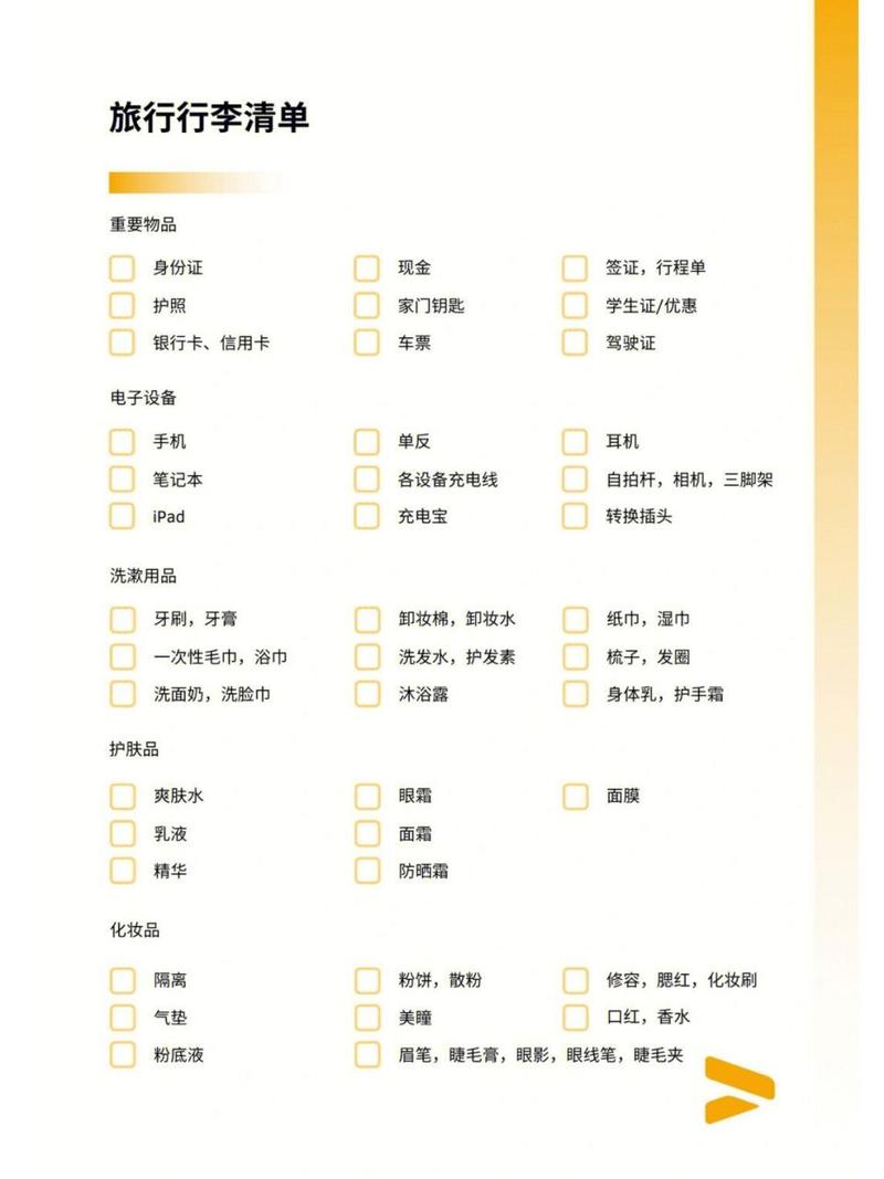 旅行所需物品清单:告别打包烦恼,轻松享受完美旅程 第1张 旅行所需物品清单:告别打包烦恼,轻松享受完美旅程 第1张